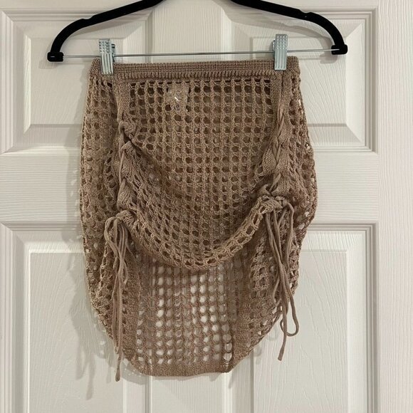Tan Open Crochet Swim Cover Up Skirt Size Small - Picture 1 of 3